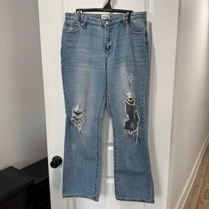 Abound Light Blue Distressed Straight Leg Jeans